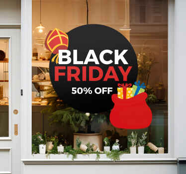 korting met zak black friday sticker - TenStickers