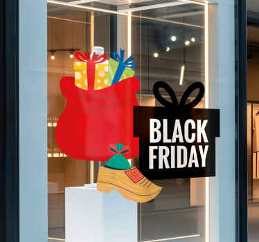 met zak en schoentje black friday sticker - TenStickers