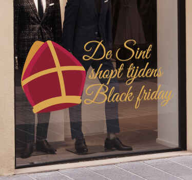 de sint shopt tijdens black friday sticker - TenStickers
