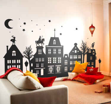 grachthuisjes sinterklaas sticker - TenStickers