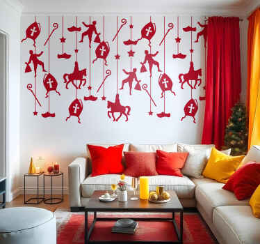 raamsticker  icoontjes sinterklaas sticker - TenStickers