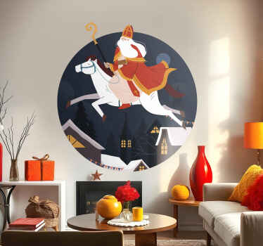 paard over daken sinterklaas sticker - TenStickers