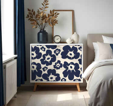 Sticker fleur coquelicot bleu foncé - TenStickers