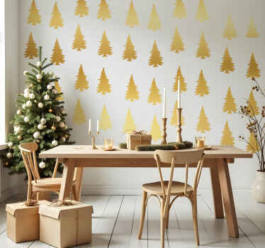 Silhouet Bos bomen kerst sticker - TenStickers