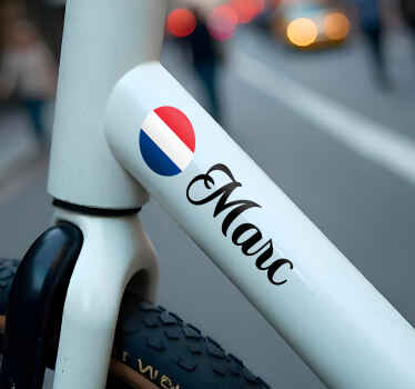 Aangepaste vlag en naam fiets sticker - TenStickers