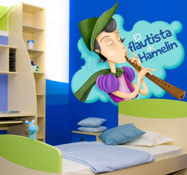 Vinilo infantil Flautista Hamelin texto - TenVinilo