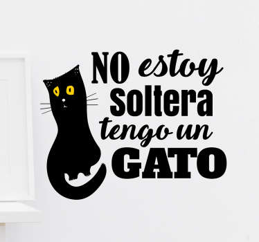 Vinilo decorativo soltera con gato - TenVinilo