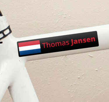 Vlag met vette achternaam fiets naamsticker - TenStickers