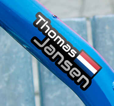 Vlag en achternaam fiets naamsticker - TenStickers