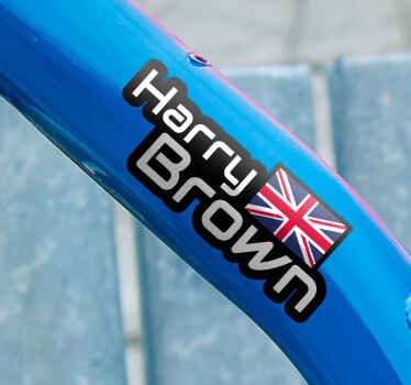 Flag with name and last bike sticker - TenStickers