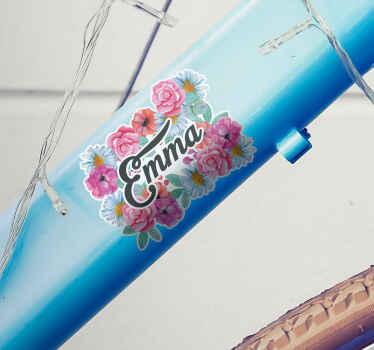 Bloemen Fiets naamsticker - TenStickers
