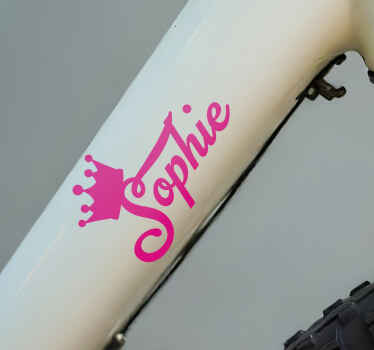 Pink crown Bike name sticker - TenStickers