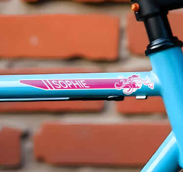 Roze elegant Fiets naamsticker - TenStickers
