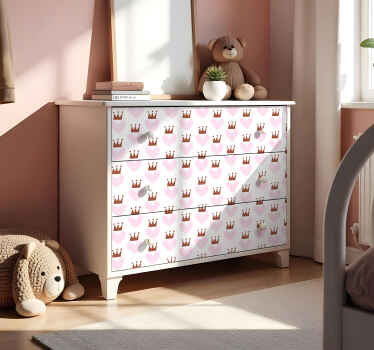 crowns and hearts furniture sticker - TenStickers