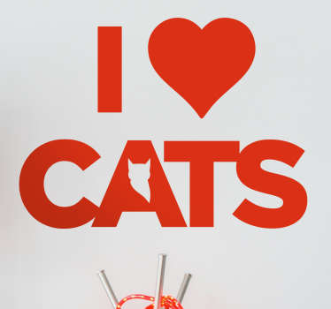 Adesivo decorativo I love Cats - TenStickers