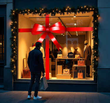 Lahja jousi näyteikkuna tarra - Tenstickers