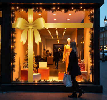 Kultainen lahjajousi näyteikkuna tarra - Tenstickers