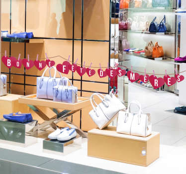 Sticker vitrine fête des mères cœurs - TenStickers