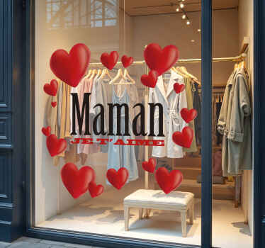 Sticker vitrine maman je t'aime - TenStickers