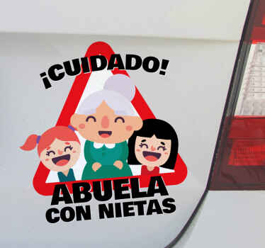 Pegatina bebé a bordo abuela con nietas - TenVinilo