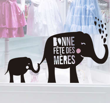Sticker famille éléphant fête des mères - TenStickers