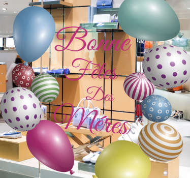 Sticker texte Bonne fête des mères ballons - TenStickers