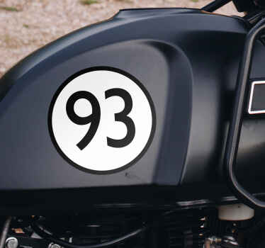 Rounded classic number motorcycle sticker - TenStickers