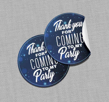 Blue "thank you for coming to my party" wall sticker - TenStickers
