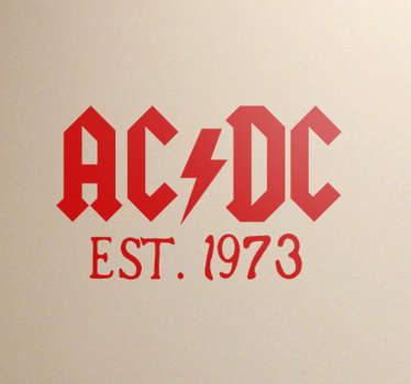 Pegatinas ACDC con logotipo de este grupo autor de hits como “Highway to hell” o “Thunderstruck” acompañado del año de su fundación.