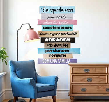 Vinilo hogar normas sobre madera en catalán - TenVinilo