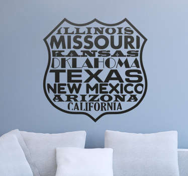 Adesivo decorativo Route 66 States - TenStickers