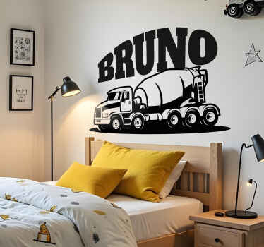 墙面贴纸 个性化混凝土搅拌车 - TenStickers