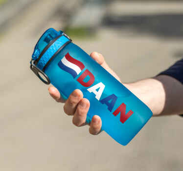 Sticker voor gepersonaliseerde fles met naam en Nederlandse vlag - TenStickers