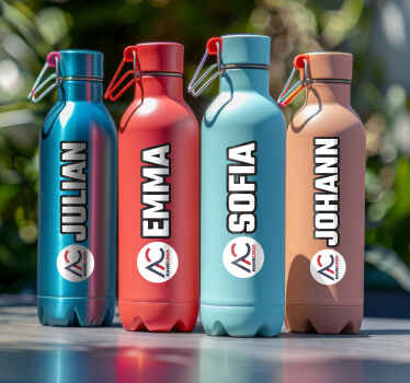 Pegatina personalizable bidón con nombre e imagen - TenVinilo