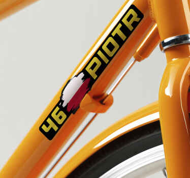 Profesjonalne naklejka na rower imię z flagą i numerem - TenStickers