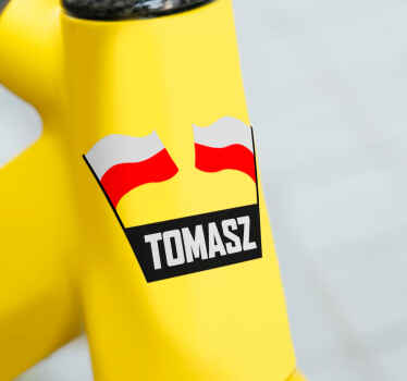 Profesjonalne naklejka na rower nazwa i flaga - TenStickers