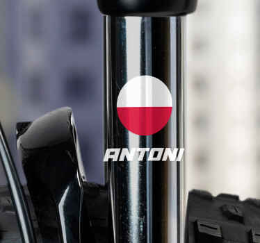 Profesjonalne naklejka na rower nazwa i flaga - TenStickers