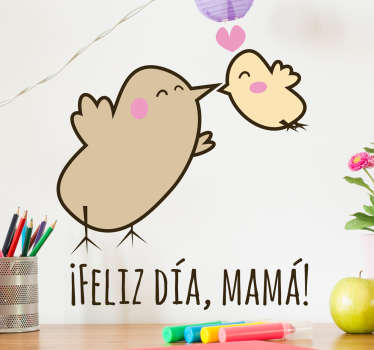 Vinilo infantil aves día de la madre - TenVinilo