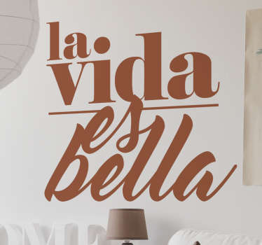 Vinilo pared dormitorio la vida es bella - TenVinilo