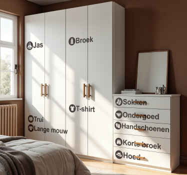 Kleding elementen in het nederlands kast stickers - TenStickers