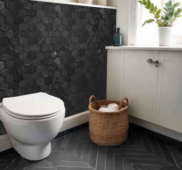 Hexagon black tile sticker - TenStickers