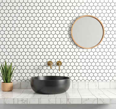 Hexagon white tile sticker - TenStickers