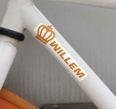 Oranje kroon met naam fiets sticker - TenStickers