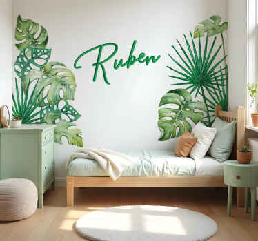 Tropical big leaves wall sticker - TenStickers