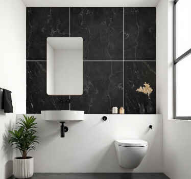 Black marble bathroom wall sticker - TenStickers