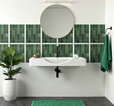 Claire green rectangle motif bathroom wall sticker - TenStickers