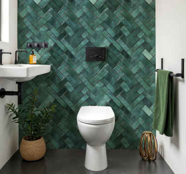 Herringbone green bathroom wall sticker - TenStickers