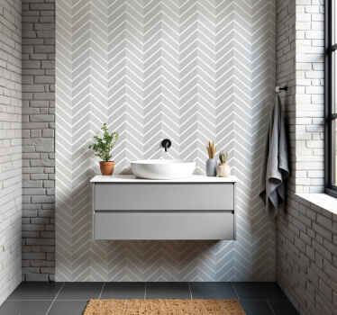 Herringbone light gray bathroom wall sticker - TenStickers