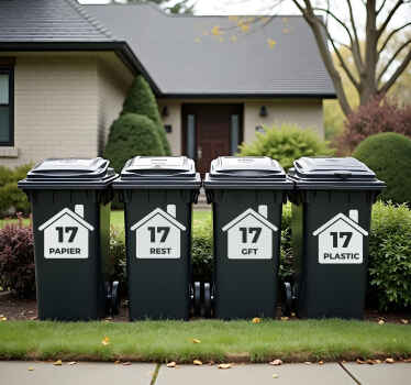 Huisnummer op huis container sticker - TenStickers