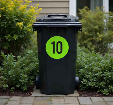 Huisnummer rond container sticker - TenStickers